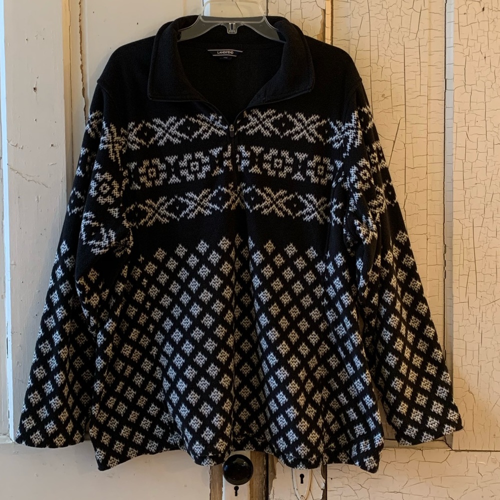 Lands’ End black white half zip fleece Size 2X